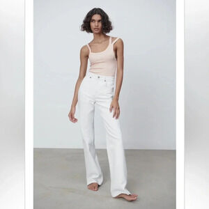 NWT ZARA ASYMMETRIC RIB BODYSUIT size Large